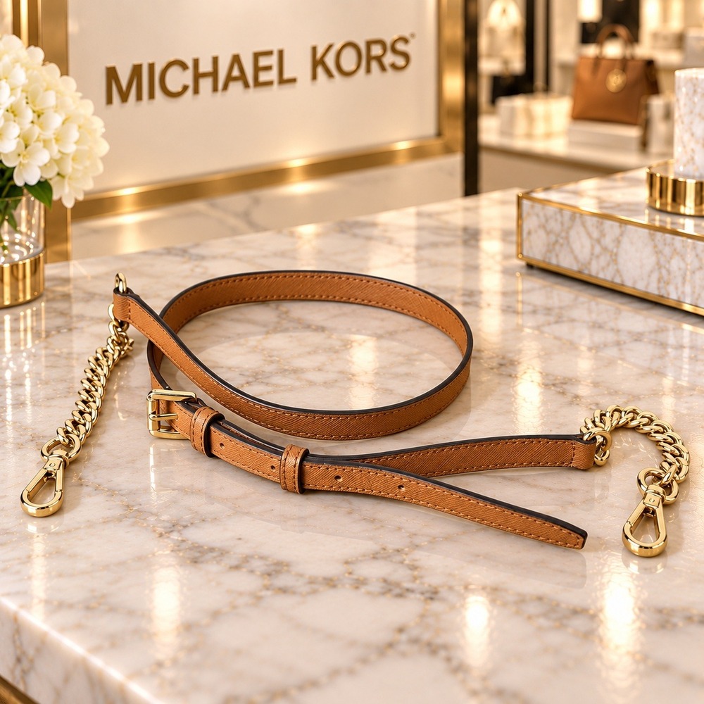 Michael Kors Replacement Strap Tan Saffiano Leather Gold Chain Hardware